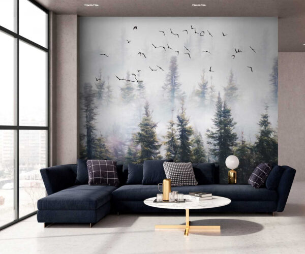 Birds flying in the sky over trees Birds flying in the sky over trees
