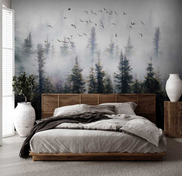 Birds flying in the sky over trees Birds flying in the sky over trees