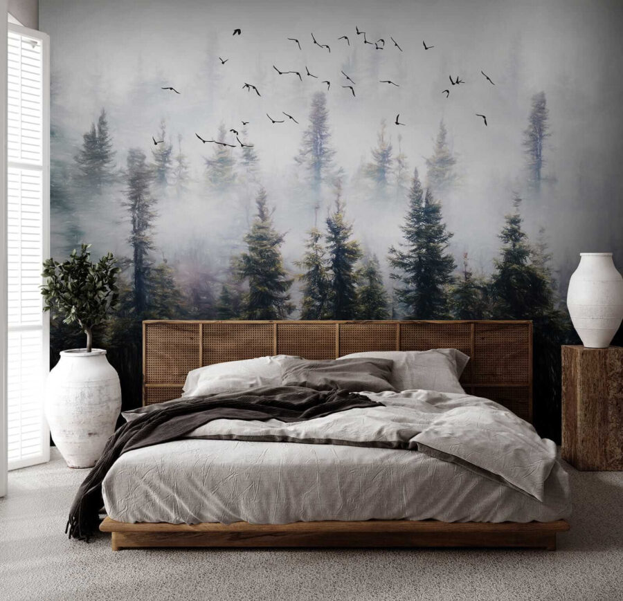 Birds flying in the sky over trees Birds flying in the sky over trees