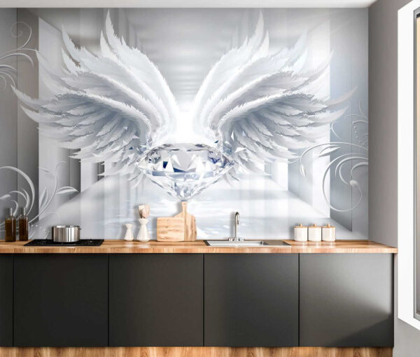 Diamond with wings in a room Diamond with wings in a room