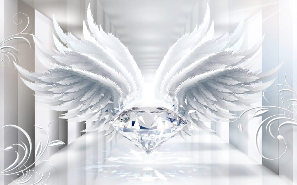 Diamond with wings in a room Diamond with wings in a room