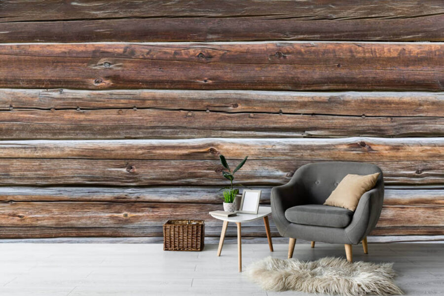 Textured wood patterns create rustic charm