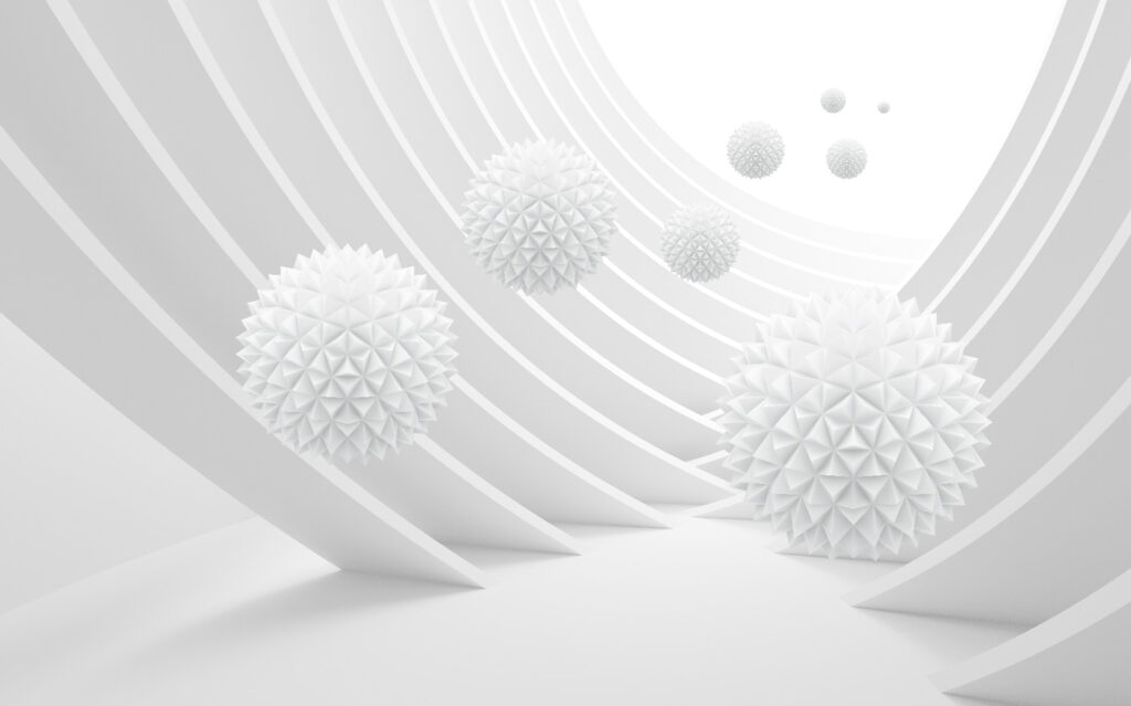 White spheres in a white room White spheres in a white room