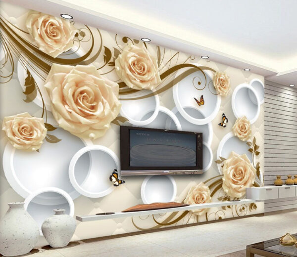 Wallpaper with roses and butterflies Wallpaper with roses and butterflies