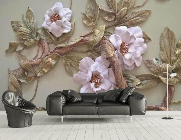 Wall decoration with flowers and leaves Wall decoration with flowers and leaves
