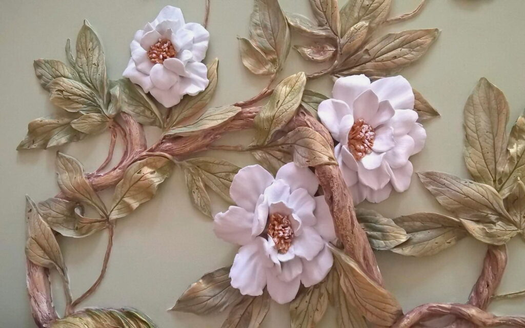 Wall decoration with flowers and leaves Wall decoration with flowers and leaves