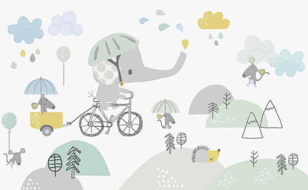 Cartoon elephant riding a bicycle Cartoon elephant riding a bicycle