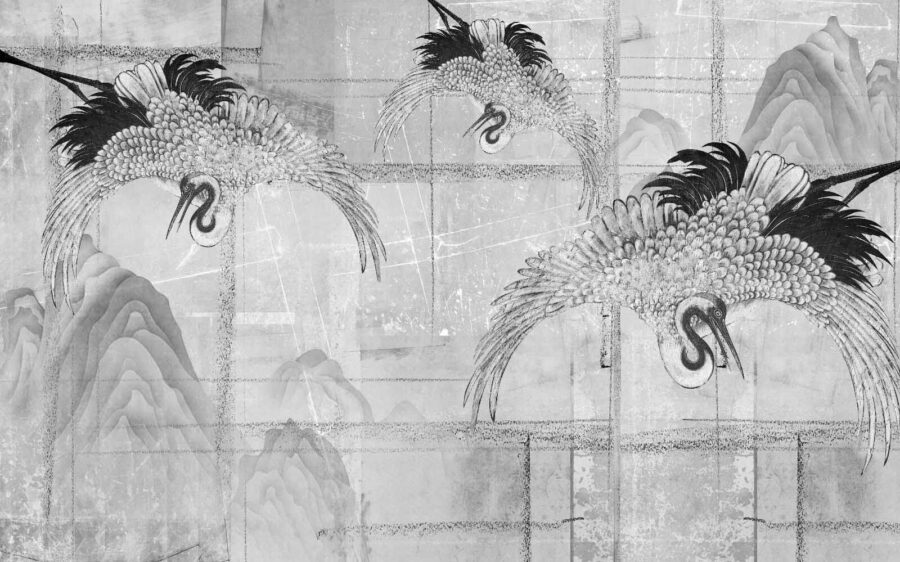 Wall murals Black and white image of birds - Image 2