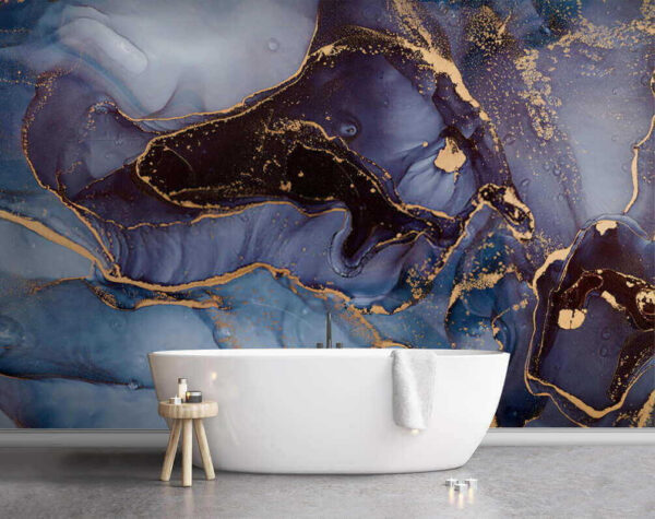 Blue and gold marbled surface