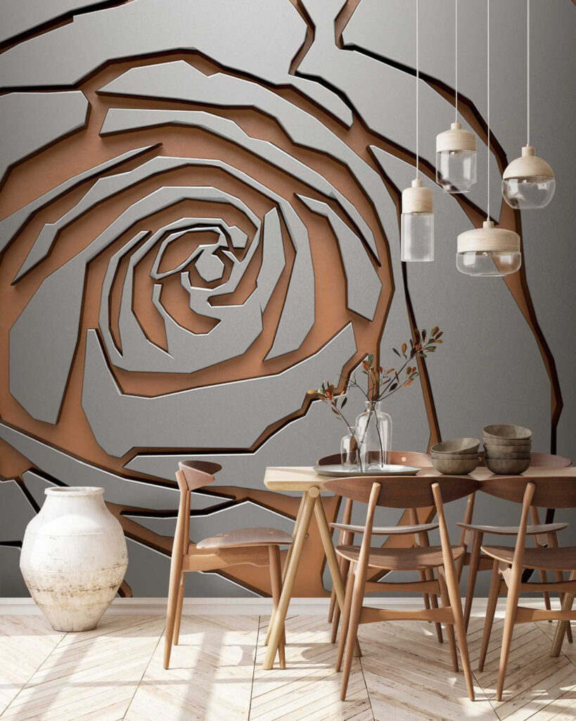 Abstract rose design in metallic texture Abstract rose design in metallic texture