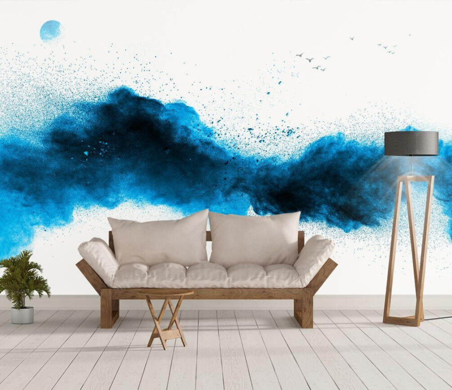 Blue powder explosion on a white background Blue powder explosion on a white background