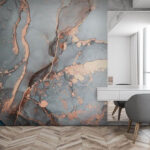 Wall mural Ethereal Blue and Copper Swirls