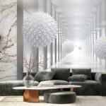 Wall murals White room with white balls