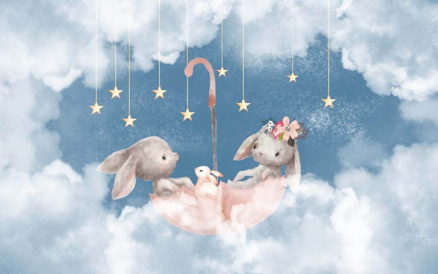 Wall murals Two rabbits in a pink umbrella - Image 4