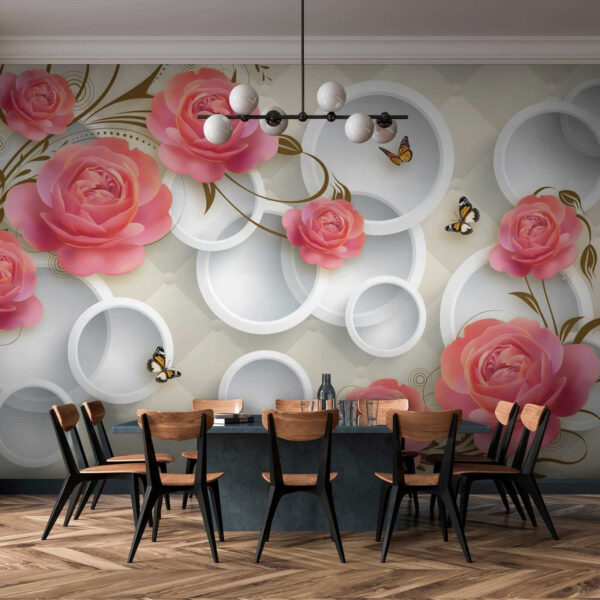 Wallpaper with roses and butterflies Wallpaper with roses and butterflies