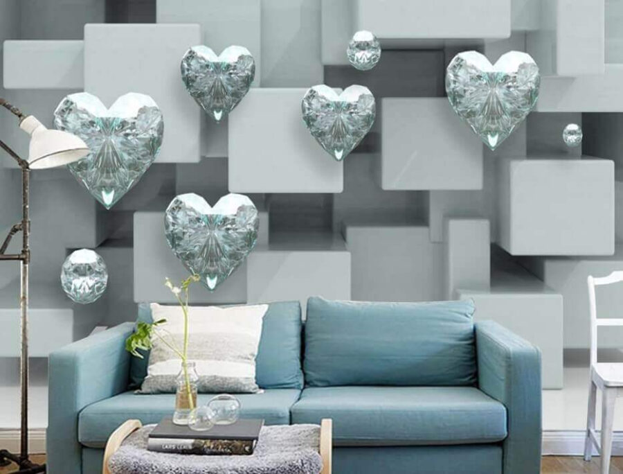 Group of diamonds on a wall