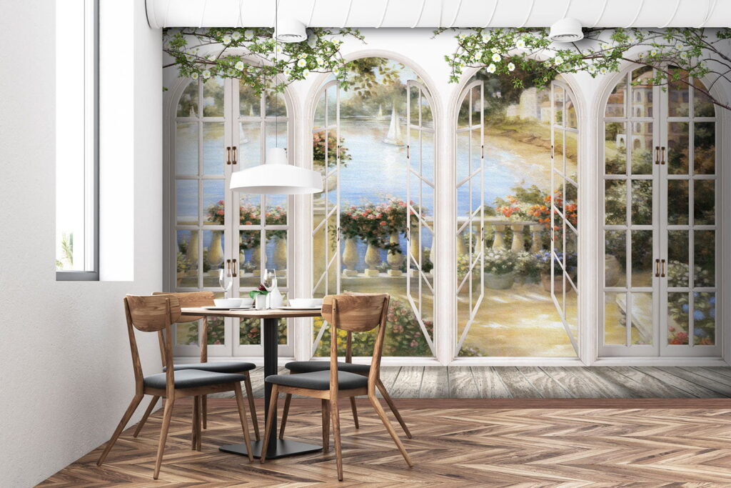 Wall mural of a garden with a view of a balcony u21592pik3m 1024x683 - Wall mural of a garden with a view of a balcony