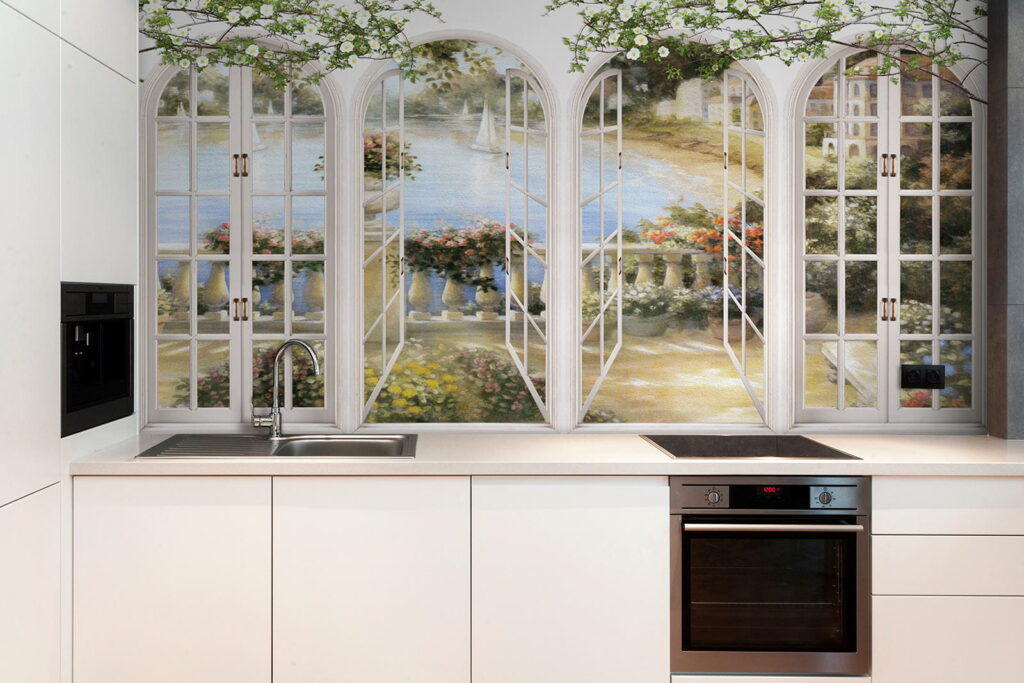 Wall mural of a garden with a view of a balcony u21592pik2 1024x683 - Wall mural of a garden with a view of a balcony