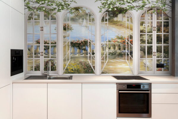 Wall mural of a garden with a view of a balcony u21592pik2 600x400 - Wall mural of a garden with a view of a balcony