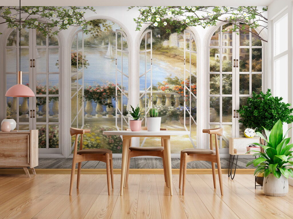 Wall mural of a garden with a view of a balcony u21592pik1 1024x768 - Wall mural of a garden with a view of a balcony