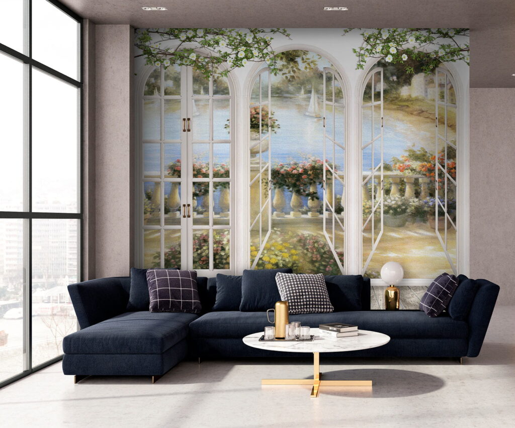 Wall mural of a garden with a view of a balcony u21592pig3 1024x852 - Wall mural of a garden with a view of a balcony