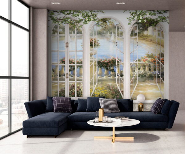 Wall mural of a garden with a view of a balcony u21592pig3 600x500 - Wall mural of a garden with a view of a balcony