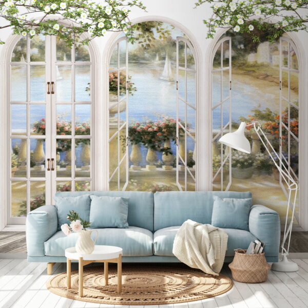 Wall mural of a garden with a view of a balcony u21592pig1 600x600 - Wall mural of a garden with a view of a balcony