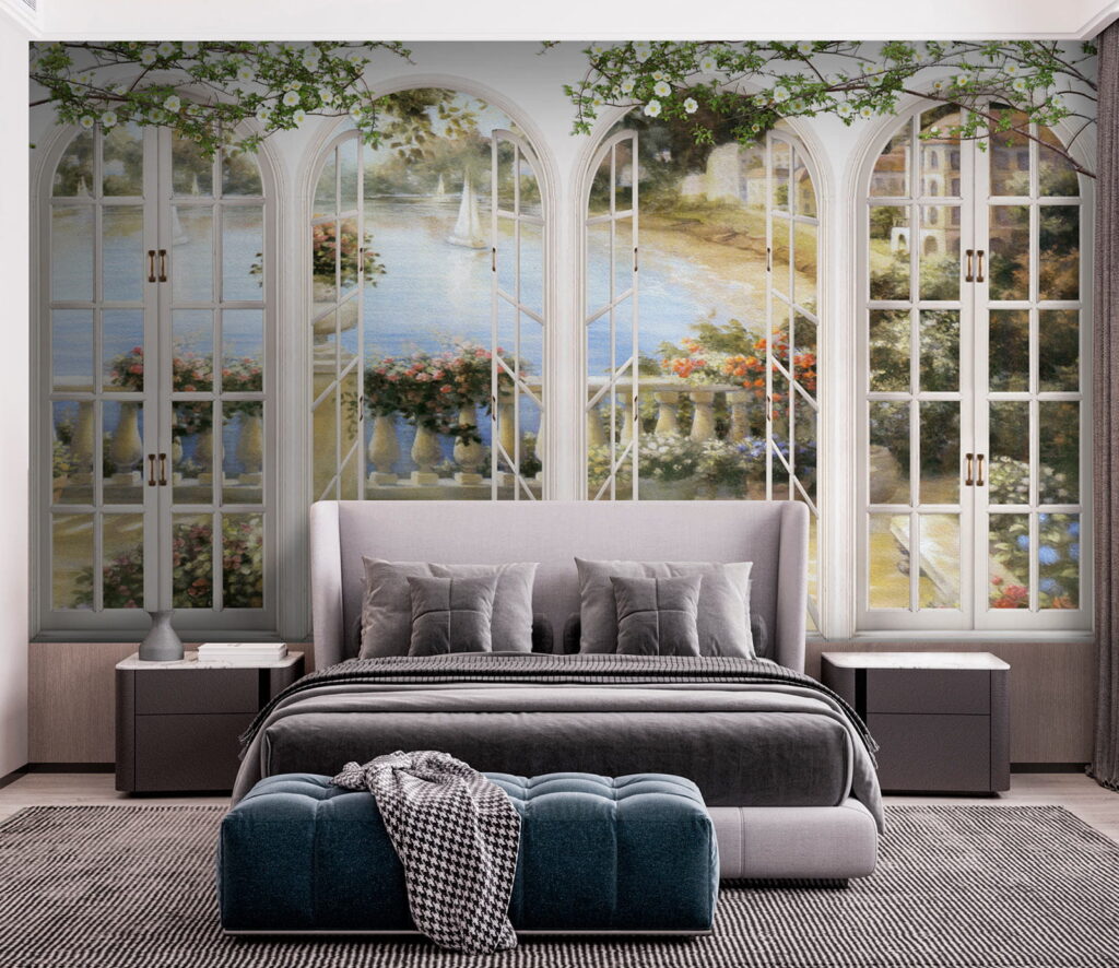 Wall mural of a garden with a view of a balcony u21592pib2 1024x886 - Wall mural of a garden with a view of a balcony