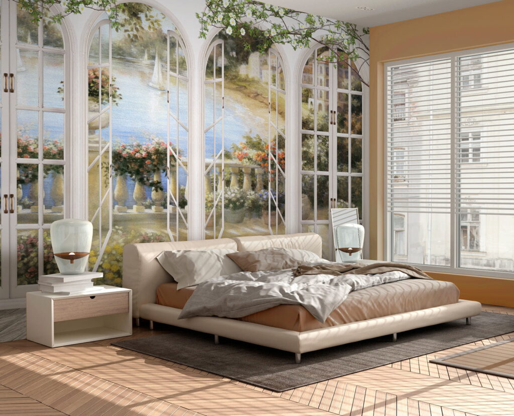 Wall mural of a garden with a view of a balcony u21592pib1 1024x829 - Wall mural of a garden with a view of a balcony