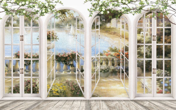 Wall mural of a garden with a view of a balcony u21592p 600x375 - Wall mural of a garden with a view of a balcony