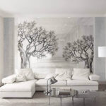 Wall murals Group of trees drawn on the wall