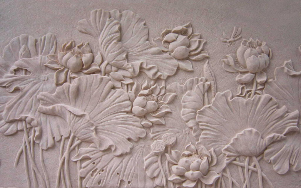 Elegant floral relief design in beige Elegant floral relief design in beige