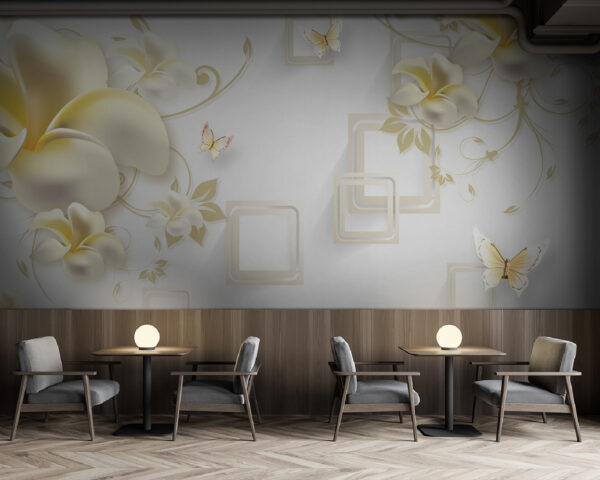 Wallpaper with flowers and butterflies Wallpaper with flowers and butterflies