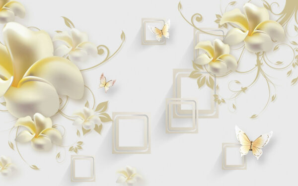 Wallpaper with flowers and butterflies Wallpaper with flowers and butterflies