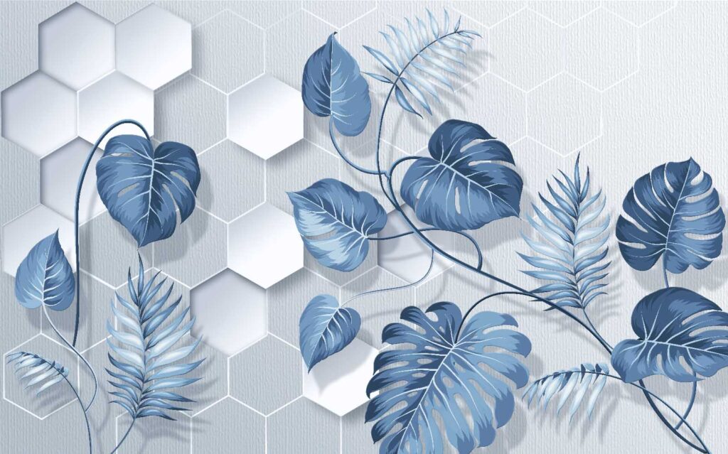 Blue leaves on a white background Blue leaves on a white background
