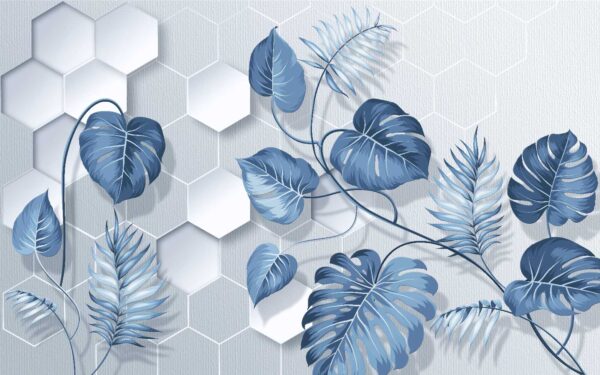 Blue leaves on a white background Blue leaves on a white background