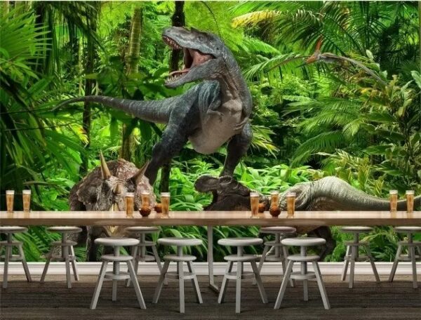 Group of dinosaurs in a forest Group of dinosaurs in a forest