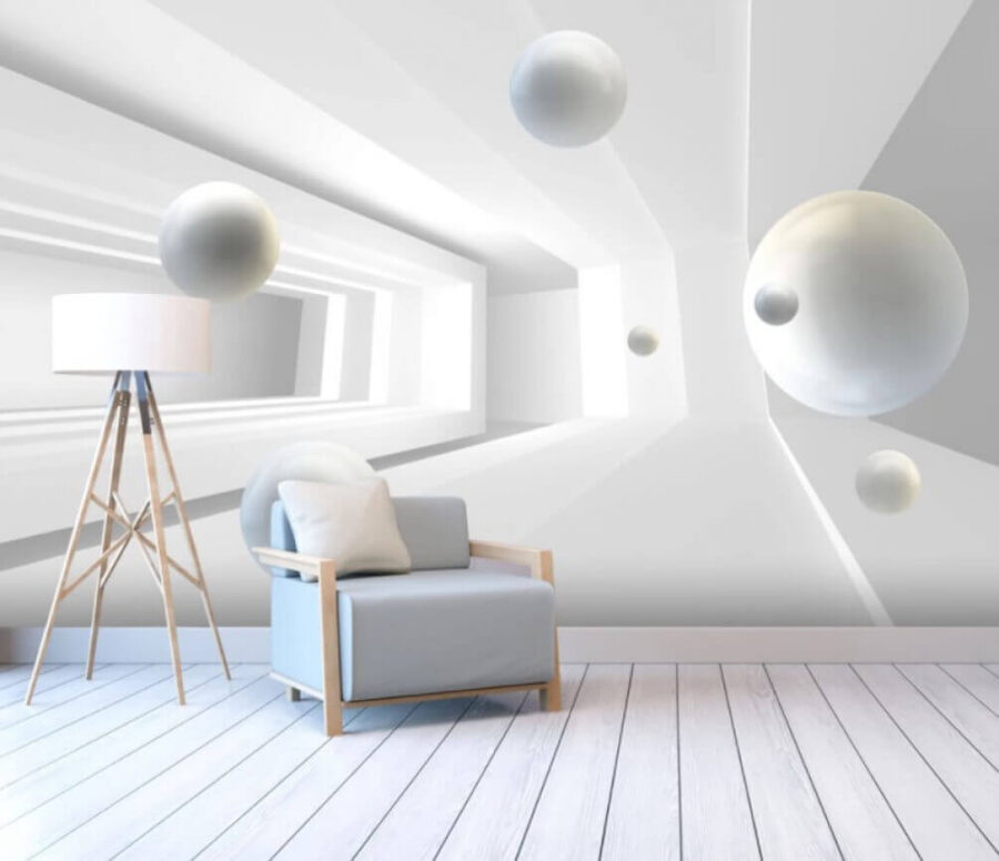 Wall murals White balls in a room