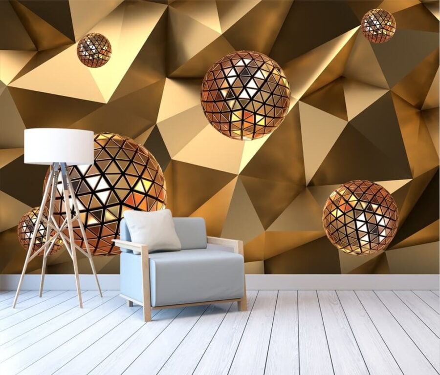 Floating geometric spheres in harmony.