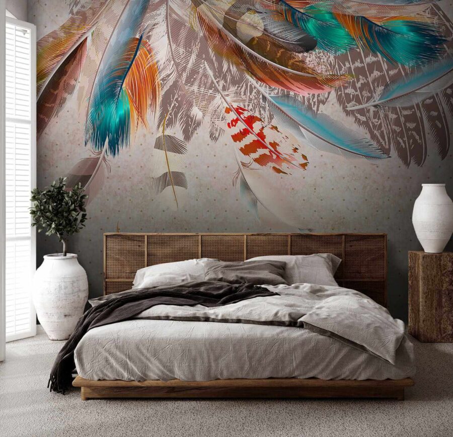 Group of colorful feathers
