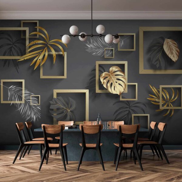 Elegant foliage in metallic frames Elegant foliage in metallic frames
