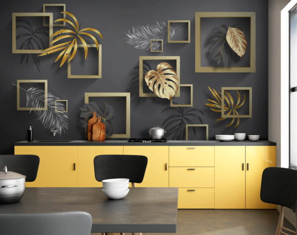 Elegant foliage in metallic frames Elegant foliage in metallic frames