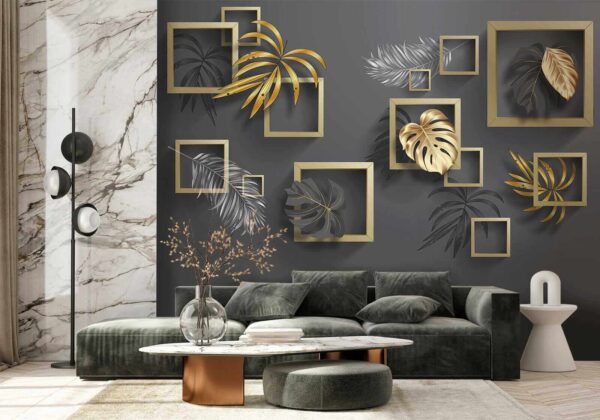 Elegant foliage in metallic frames Elegant foliage in metallic frames