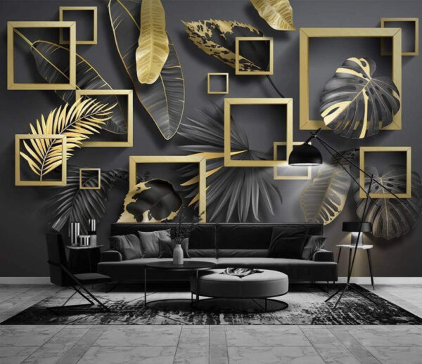 Elegant foliage in metallic frames Elegant foliage in metallic frames