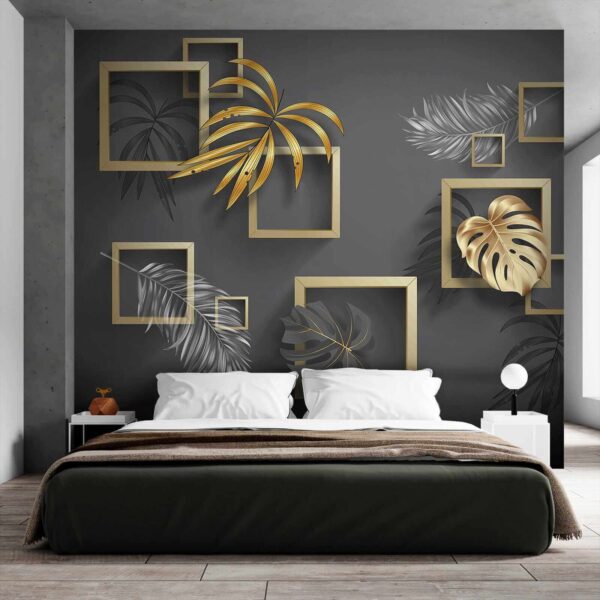Elegant foliage in metallic frames Elegant foliage in metallic frames