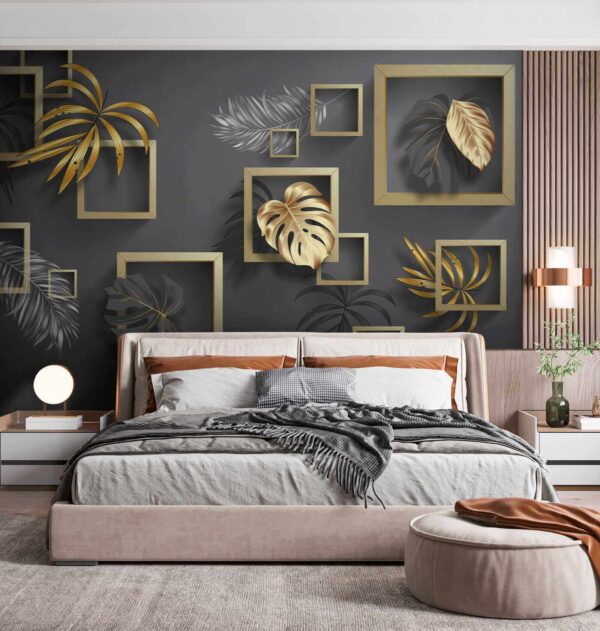 Elegant foliage in metallic frames Elegant foliage in metallic frames