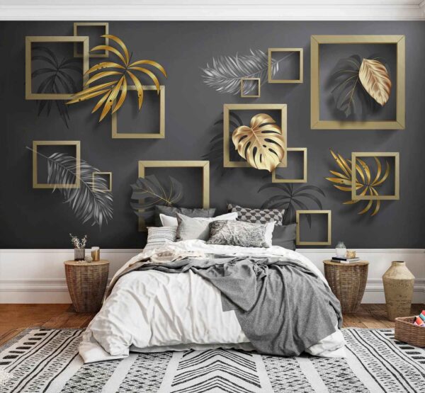 Elegant foliage in metallic frames Elegant foliage in metallic frames