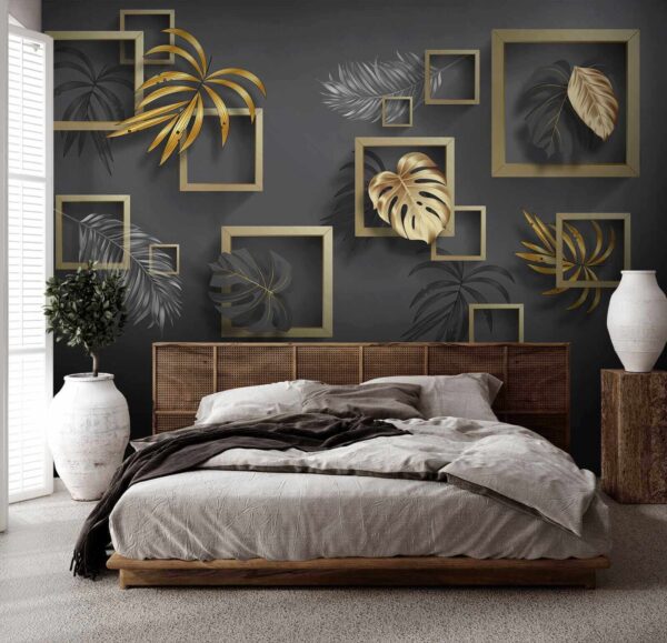 Elegant foliage in metallic frames Elegant foliage in metallic frames