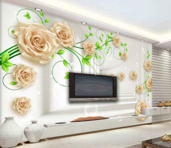 Wallpaper with roses and leaves Wallpaper with roses and leaves