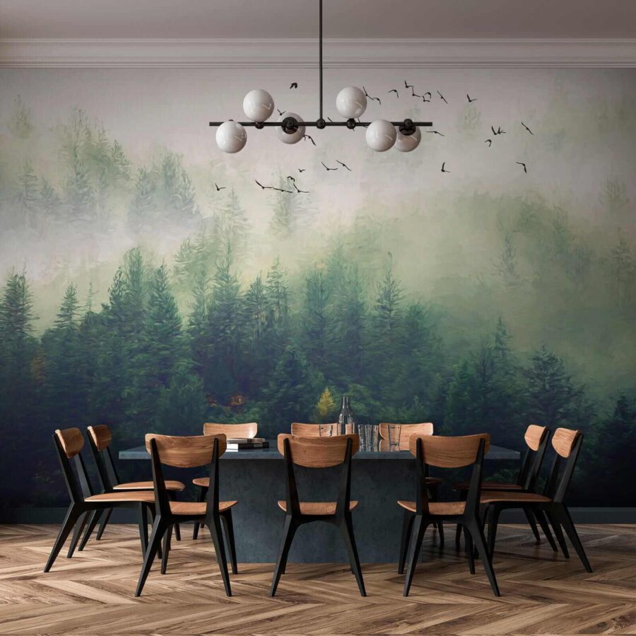 Wall murals Birds flying over a forest - Image 10